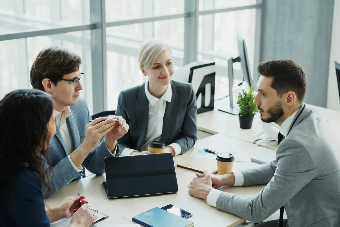 A leadership team in a meeting.